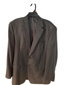 Michael Kors Mens 44L Black 2 Button Poly Blazer Sport Coat Suit Jacket Check - Picture 1 of 11