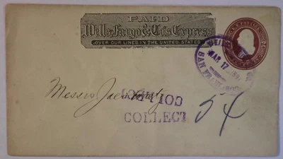 1891 San Francisco California 2c Papelería Postal Wells Fargo Coleccionar X2 Cubierta Foto 1 de 2