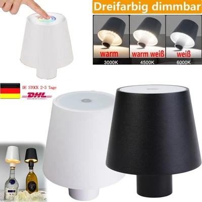 LED Flaschenaufsatz Tisch-Lampe Flaschen-Leuchte Deko-Licht Dimmbar Akku Weiss - Bild 1 von 4
