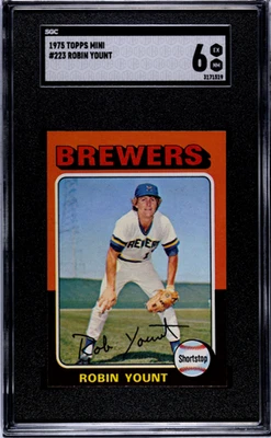1975 Topps Mini #223 Robin Yount RC SGC 6 EXMT Brewers HOF - Image 1 of 2