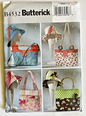 Butterick B4532 Cartera Bolso de Mano Bolso a Juego Sombrero Patrón SIN CORTAR Foto 1 de 3