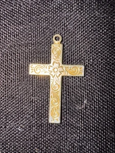 vintage gold plated cross pendant 2” - Picture 1 of 2