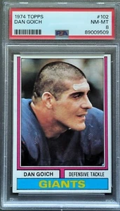 1974 Topps Football #102 Dan Goich New York Giants PSA 8 Low Pop Only 24 higher! - Picture 1 of 2