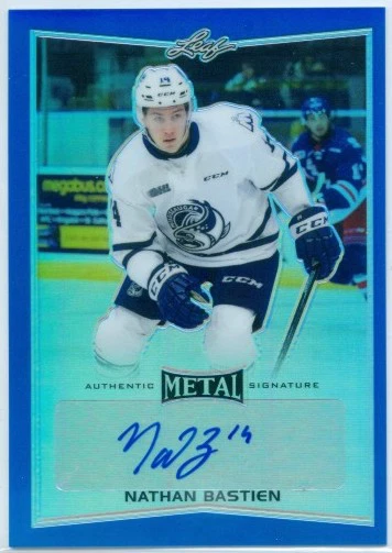 NATHAN BASTIEN "BLUE AUTOGRAPH CARD #24/25" LEAF METAL DRAFT HOCKEY 2016 - Image 1 of 1