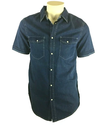 Armani AJ Jeans Italy Men's Denim Shirt Snap Closure Size S Retail $320 - Image 1 of 4