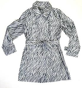CHICO'S Zebra animal print gray white belted lightweight rain coat jacket Size 0 - Picture 1 of 9