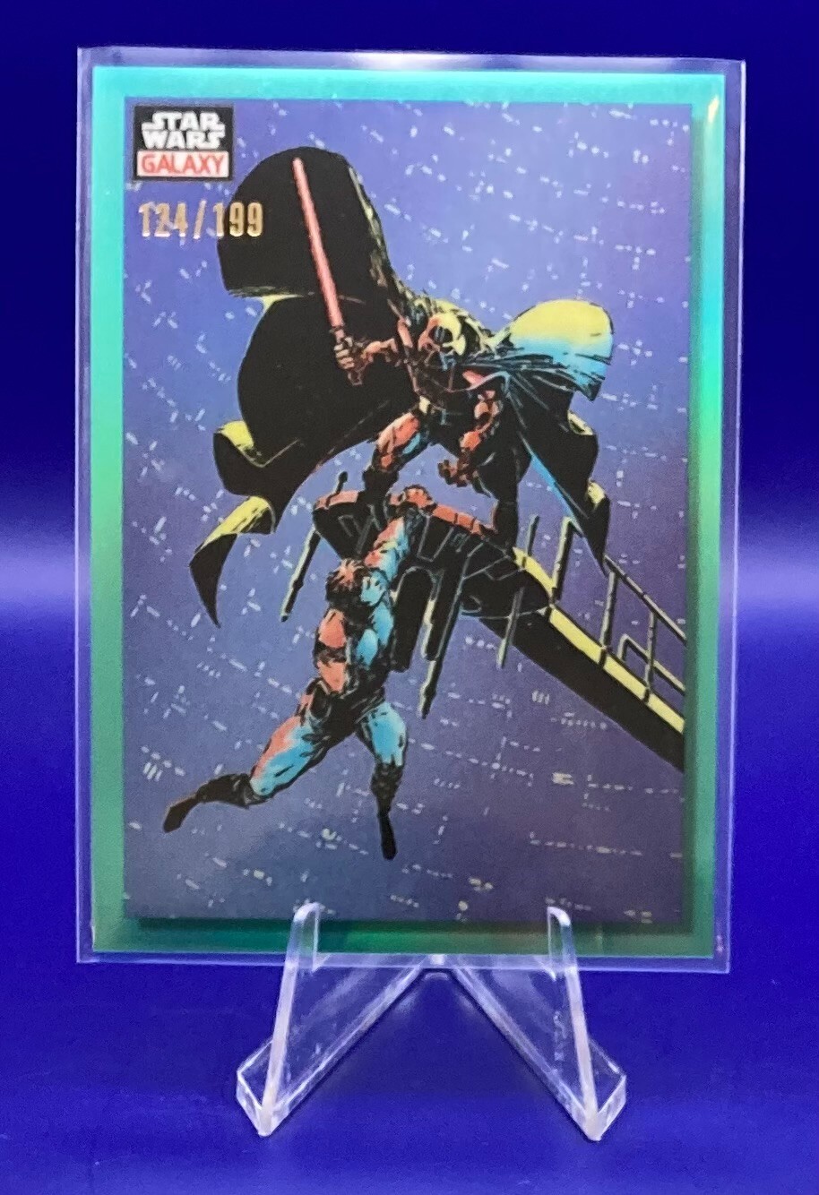2023 Topps Chrome Star Wars Galaxy #1 Luke in Peril! Aqua /199 Darth Vader