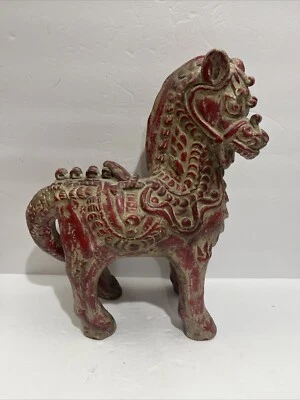 Antique Asian Bali Red Ceramic Sumatran Horse Temple Sculpture equestrian Statue - Image 1 of 4