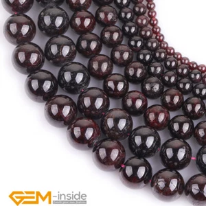 Natural Round Garnet Gemstone DIY Loose Beads For Jewellery Making 15"  In Lots - Picture 1 of 49