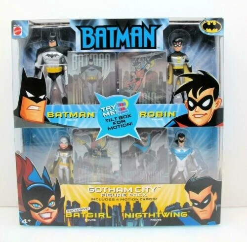 NUEVO 2003 Mattel Batman & Robin Gotham City Figura Paquete con 4 Tarjetas de Movimiento Foto 1 de 1