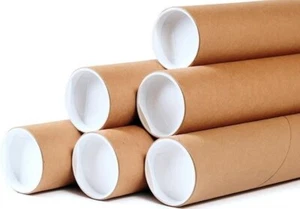 50 - 2" x 15" Round Cardboard Shipping Mailing Tube Tubes With End Caps - Picture 1 of 6