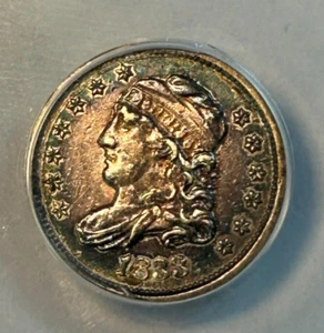 1833 Silver Capped Bust Half Dime H10C ANACS AU55 Cleaned, Retoned - Picture 1 of 4