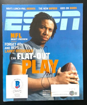LARRY FITZGERALD FIRMADO ESPN LA REVISTA ARIZONA CARDINALS PITT NFL HOF BAS Foto 1 de 2