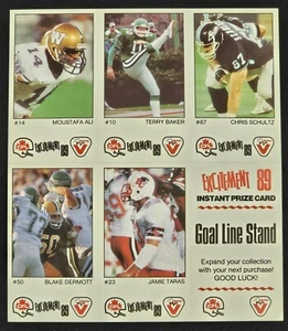 1989 - VACHON - 5 CFL CARDS UNCUT PANEL - ALI, BAKER, SCHULTZ, DERMOTT, TARAS - Picture 1 of 2