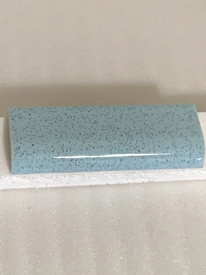 Vintage Stylon ceramic tile Stardust Blue/Speckled Black 2" x 6" Radius Bullnose - Image 1 of 4