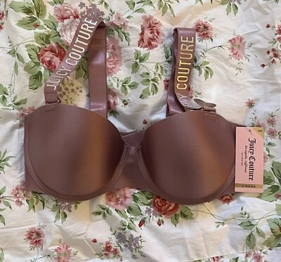 Sujetador Juicy Couture 34C rosa satinado acolchado Foto 1 de 4