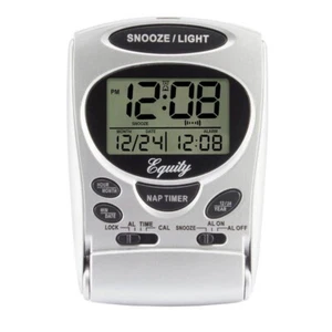 Fold-Up Digital Travel Alarm Clock with LCD, Nap Timer & Backlight NEW - Picture 1 of 4