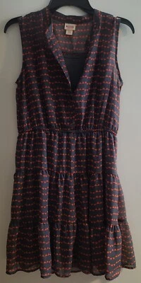 Mossimo Supply Co. Mujer Gris/Coral Cintura Elástica Vestido Patinador Mediano Transparente con Sin Mangas Foto 1 de 4