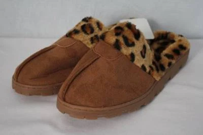 NUEVAS Zapatillas Mujer Pequeñas 5-6 Estampado Leopardo Marrón Rasguños Casa Zapatos Suela Dura Foto 1 de 3
