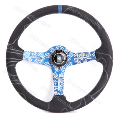 Volante deportivo Nardi azul ND 350 mm/14"" plato ultra profundo gamuza coche de carreras Foto 1 de 4