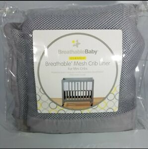 Breathable Baby Classic Breathable Mesh Mini Crib Liner  Non-Padded Gray NIP