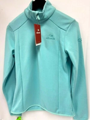 Blusa de lã feminina Eider lisa 1/2 zíper micro tamanho P,4 ou M,6 nova com etiquetas camada azul - Imagem 1 de 4