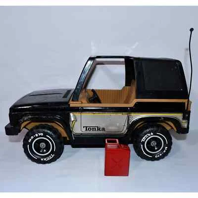 Camión de colección Tonka Bronco MR-970 Jeep negro dorado y lata de gasolina GI Joe ¡talla 0323! Foto 1 de 4