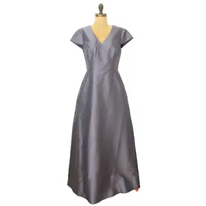 Alfred Sung Sateen Twill Cap Sleeve Dress 8 Gown Silverstone Gray NEW Tag B3 - Picture 1 of 6