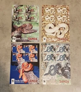 SAMOA-2015-WWF- SNAKES- PACIFIC TREE BOA - 4 MINIATURE SHEETS MNH - Picture 1 of 1