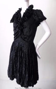 JIGSAW BLACK CLASSICS Dress Ruffle Short Sleeve Size 2 AU/UK 8 - 10 US 4 - 6 - Picture 1 of 11