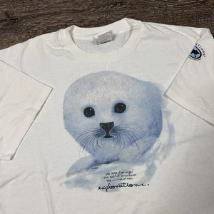 Vintage Baby Harp Seals T-Shirt Herren Größe XL Animal Natur Tee Einzelnaht - Bild 1 von 7