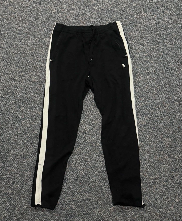Pantalones deportivos Polo Ralph Lauren para hombre pequeños negros blancos a rayas logotipo de pony Foto 1 de 1