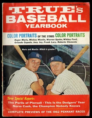 1962 True's Baseball Yearbook Magazine Mickey Mantle Roger Maris *WP1290 - Image 1 of 2