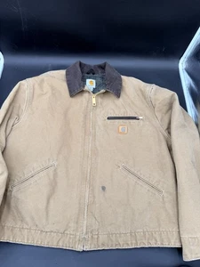 Vintage 90s Carhartt Tan Khaki Brown Detroit Work Coat Jacket j97 frb X-large - Picture 1 of 14