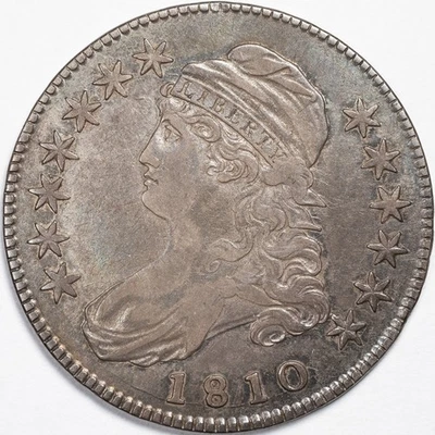 Medio dólar de plata busto tapado 1810 extremadamente fino (XF) Foto 1 de 4