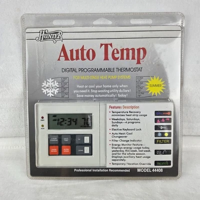 Hunter Auto Temp Digital Programmable Thermostat Model 44408 NEW - Image 1 of 4