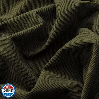 Olive Green Corduroy Fabric by The Yard, 60" Wide 1 Yard Corduroy Material, B - Image 1 of 4