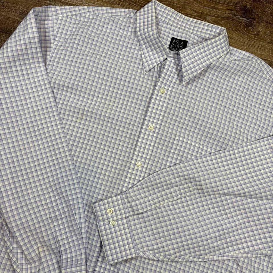 Jos. A. Bank Shirt Men's 3XT Tall Blue Plaid Long Sleeve Button Down Traveler - Image 1 of 4