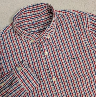 CAMISETA VINEYARD VINES On-The-Go Brr Performance Niños L Azul Rojo Cuadros L/S Foto 1 de 4