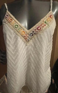Nuevo con etiquetas Camisa Cupshe Mujer Blanca Talla Bordada Floral Frontal Texturizada - Imagen 1 de 5