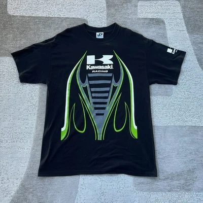 Camiseta de colección Kawasaki Racing para hombre L 90s motocicleta motocross camiseta negra Y2K Foto 1 de 4