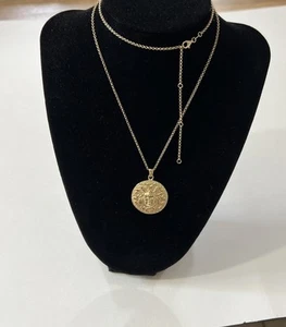 Medusa Medallion Pendant Chain Necklace 925 Gold Tone Adjustable 24”-30” - Picture 1 of 24