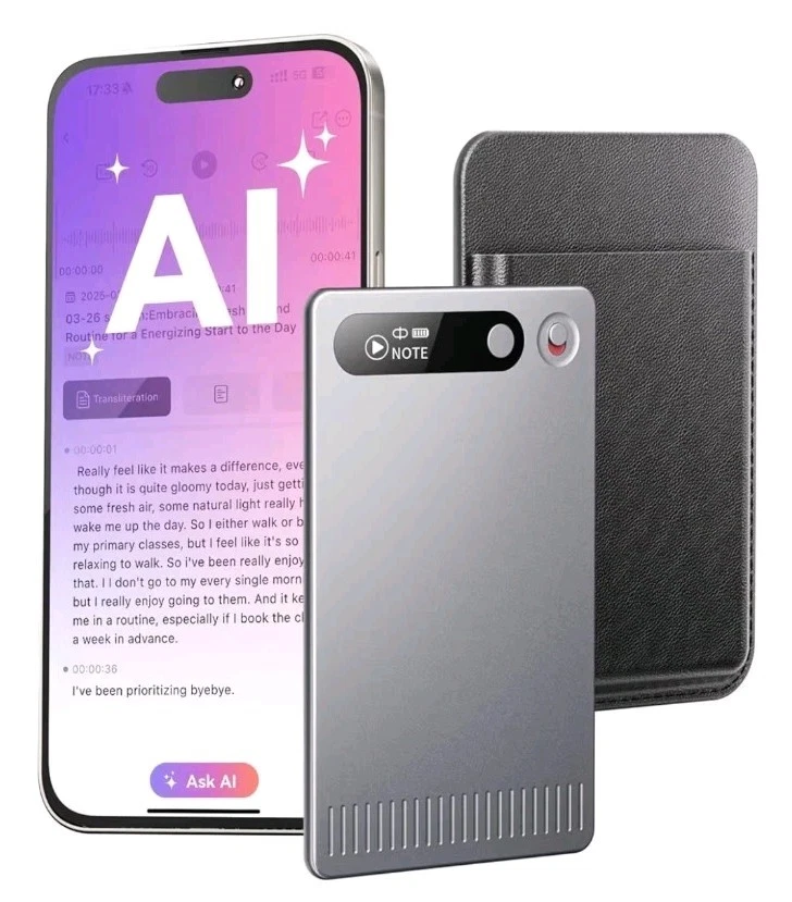 AI Voice Recorder 64GB Digital Recorder w/ Transcription & App Control - Image 1 of 4