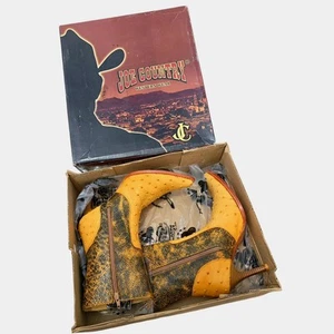 Joe Country Western Exotic Leather Boots – Yellow Ostrich Style, Size 9, NIB  - Picture 1 of 6