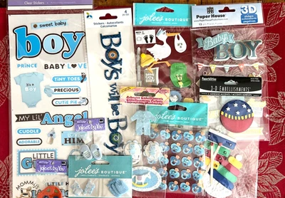 #616 - 10 PACKAGES BABY BOY STICKERS - VERY RARE JOLEE'S PAPERBLISS PAPER HOUSE - Image 1 of 4