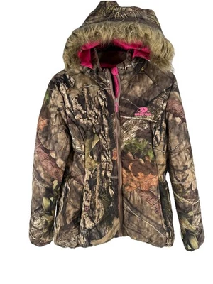 Chaqueta de Caza Mossy Oak Camuflada Para Mujer Grande Rosa Forrada Piel Abrigo con Capucha Exterior Foto 1 de 4