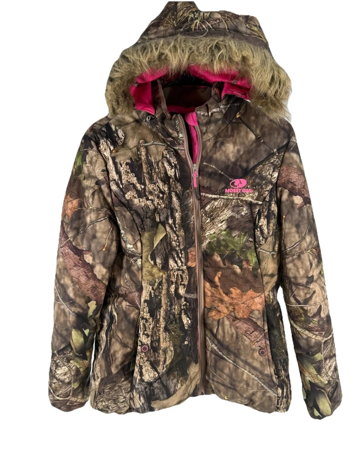 Chaqueta de Caza Mossy Oak Camuflada Para Mujer Grande Rosa Forrada Piel Abrigo con Capucha Exterior Foto 1 de 4