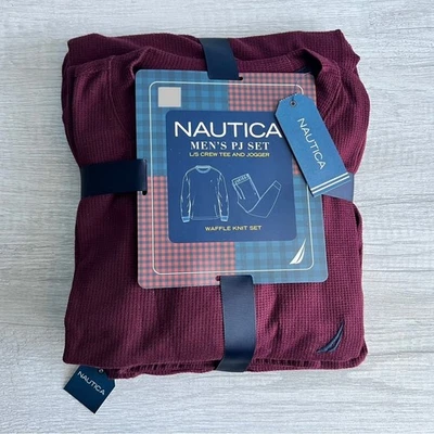 Nautica Hombre 2 Piezas Conjunto de camisa y pantalón de pijama tejido gofre ajuste relajado talla grande Foto 1 de 4