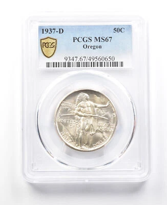1937-D Oregon Commemorative Half Dollar MS67 PCGS PQ *3039 - Image 1 of 3