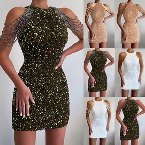 Womens Sexy Hip Package Mini Dresses Cami Dress Sequin Dress Evening Party Dress - Bild 1 von 14